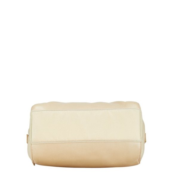 Prada Chain Shoulder Bag B4590 Beige Lino Leather Nylon Women's PRADA - Picture 3 of 10